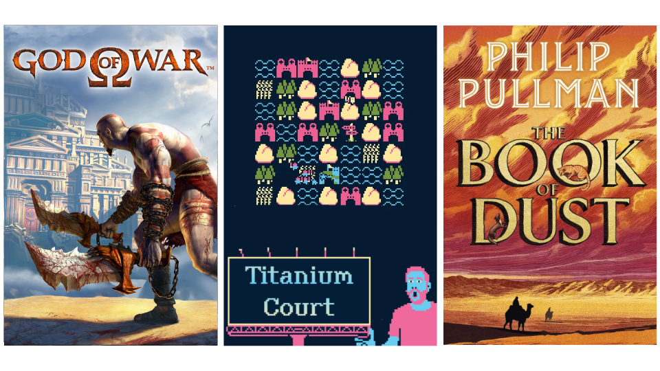 god of war, titanium court, and book of dust