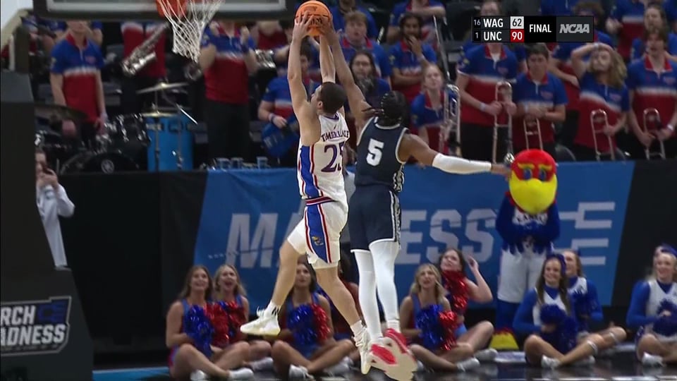 A.J. Staton-McCray blocks Nicolas Timberlake on a fast break
