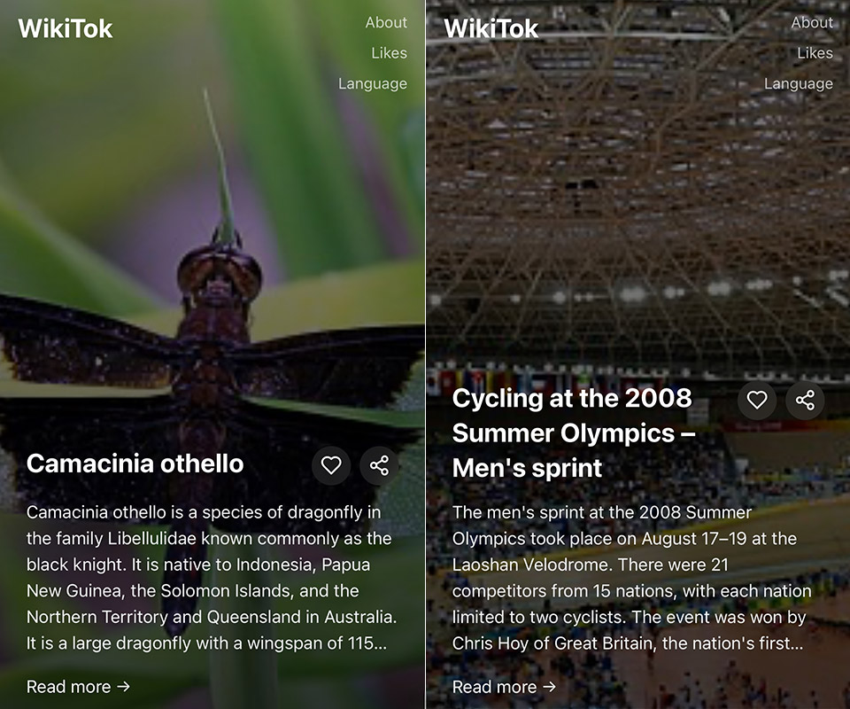 A screenshot of the app