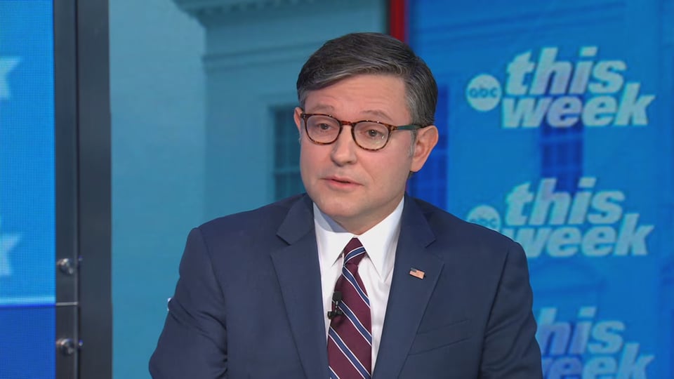 House Speaker Mike Johnson appears on ABC News’ “This Week” on Oct. 19, 2025.