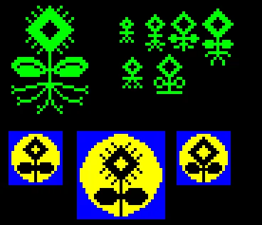 permacomputing chunky pixelated graphics of various flowers permacomputing chunky pixelated graphics of various flowers