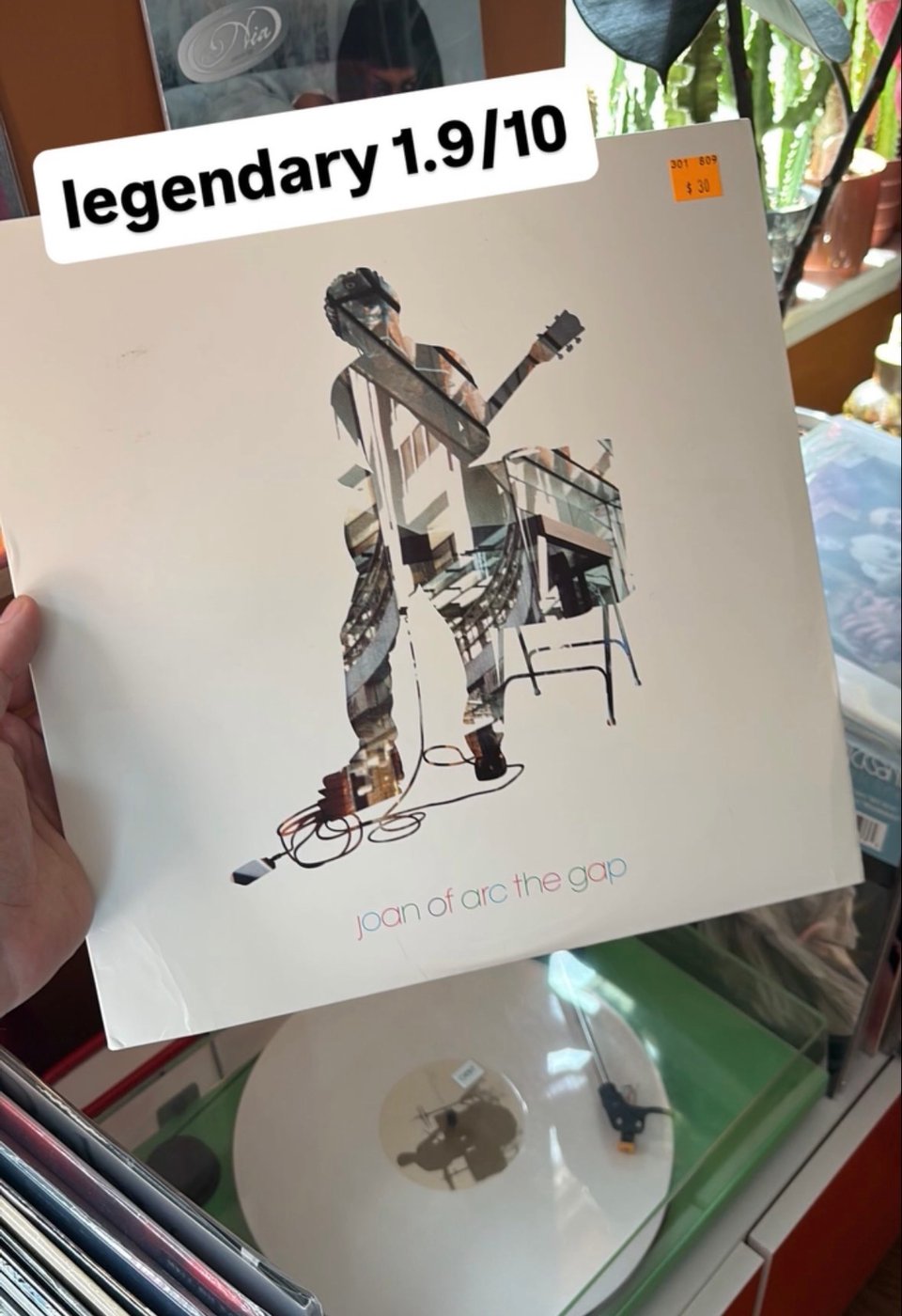 The Gap by Joan of Arc on white vinyl. Text says "legendary 1.9/10"