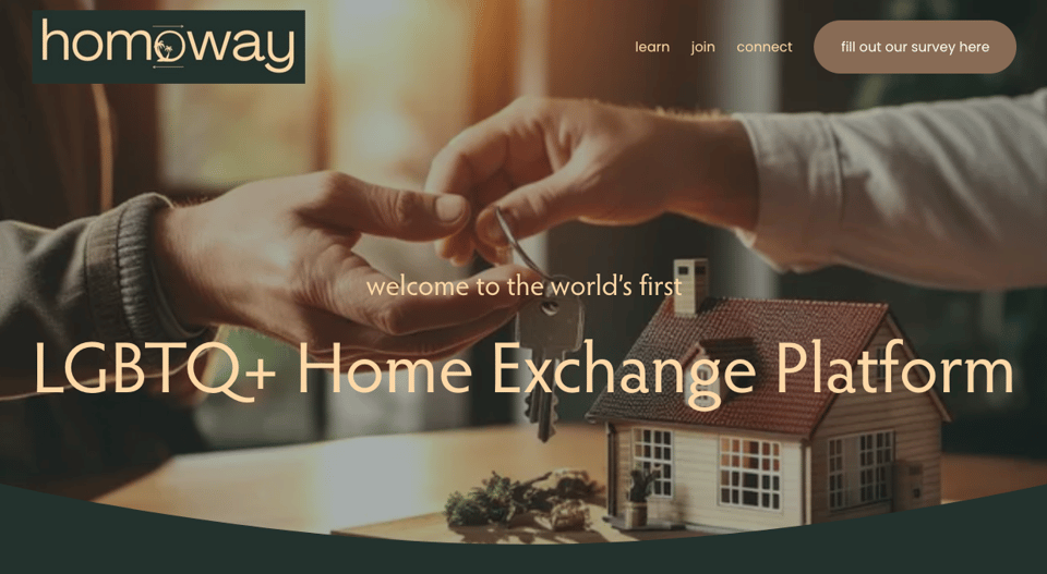 The homepage for Homoway, which says