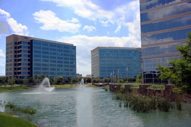 office park with a fountain