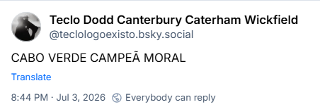 Post de ‪Teclo Dodd Canterbury Caterham Wickfield‬ (‪@teclologoexisto.bsky.social‬): CABO VERDE CAMPEÃ MORAL