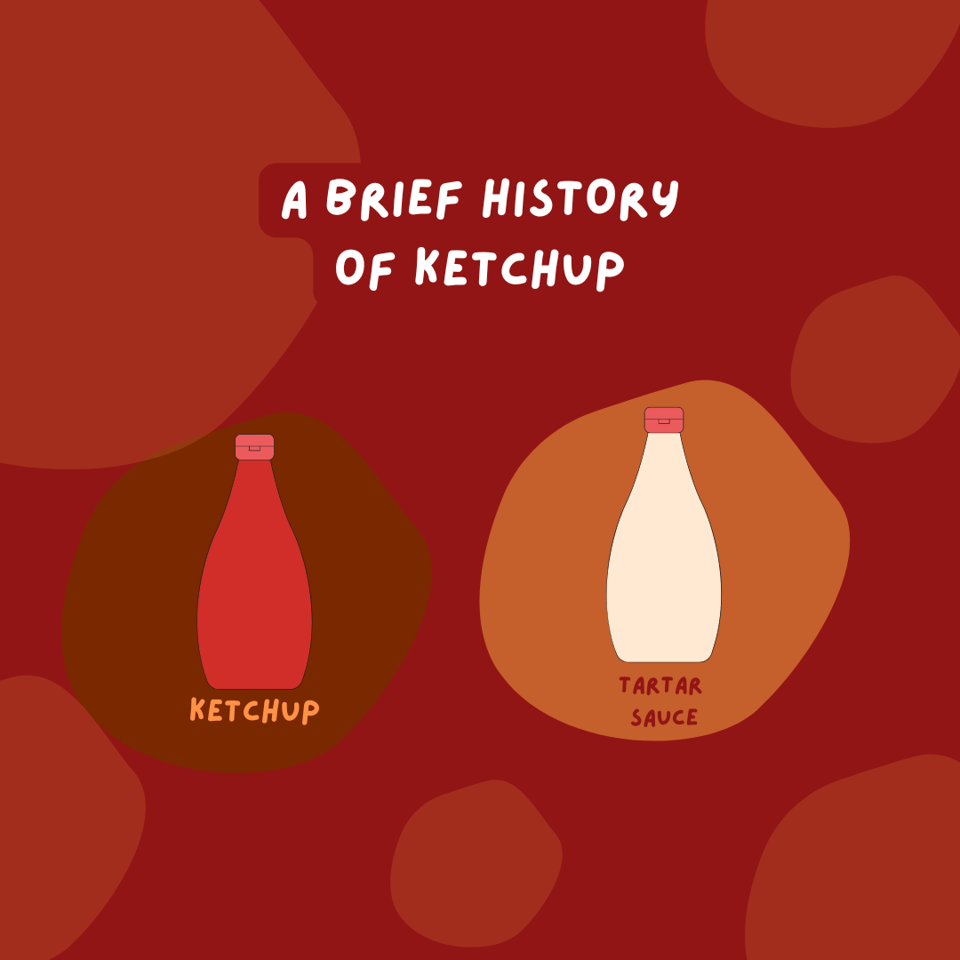An illustration in Canva of ketchup and tartar sauce.