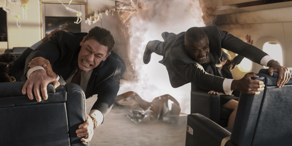 John Cena and Idris Elba get sucked out of a plane.