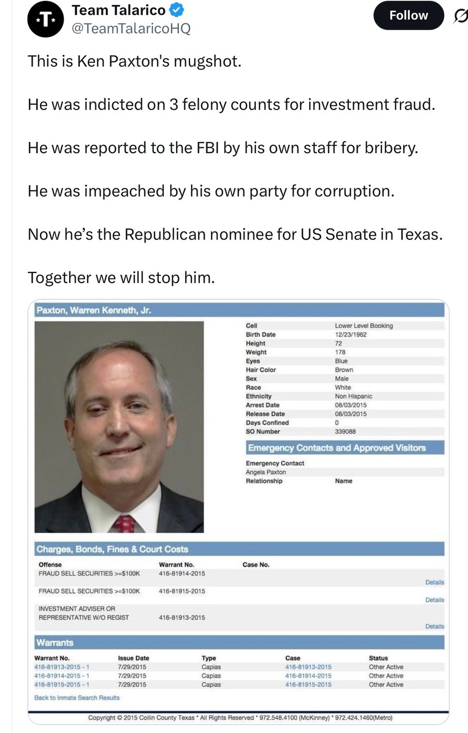 Paxton is a crook.