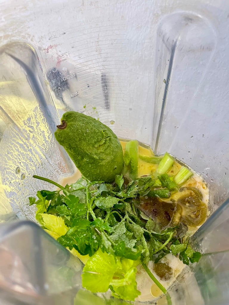 Green things in a blender