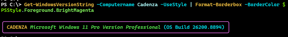 Formatting OS information in an border box