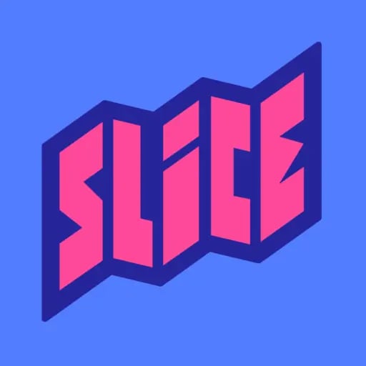 The St. Louis Independent Comics Expo Logo in Pink with a dark blue outline on a blue canvas.