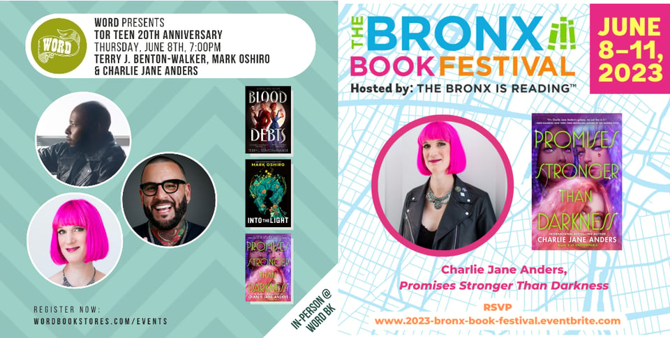 Fliers for my events at word bookstore and the Bronx Book Festival. All the details are also in this newsletter!