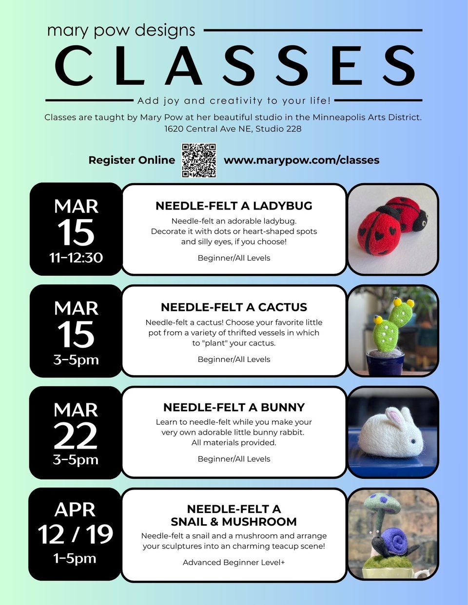 Mary Pow's Class List for March and April