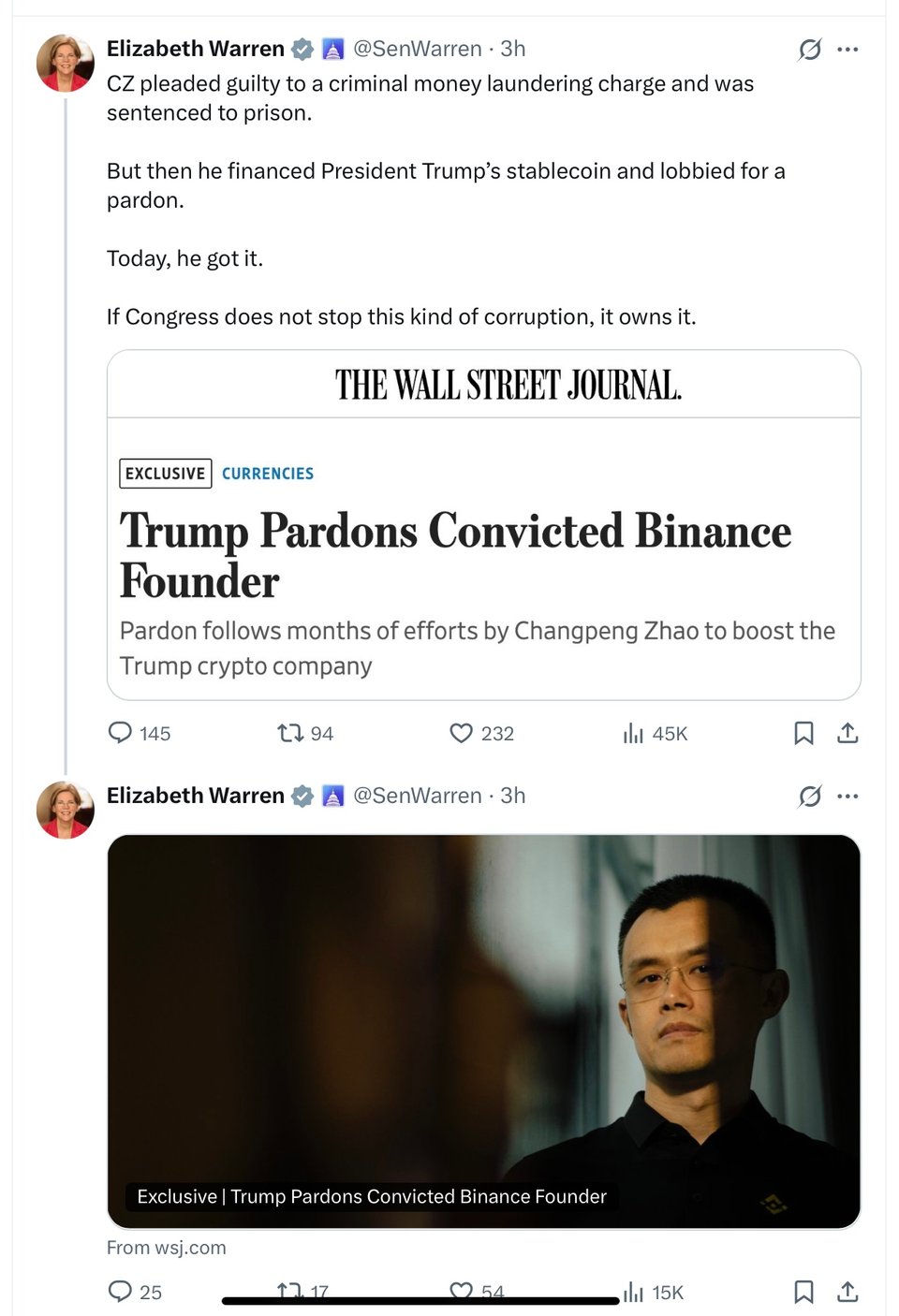 Trump, the corrupt, pardons a man who made him even richer.