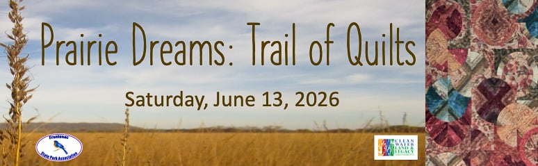 Banner proclaiming Prairie Dreams: Trail of Quilts on Saturday, June 13, 2026