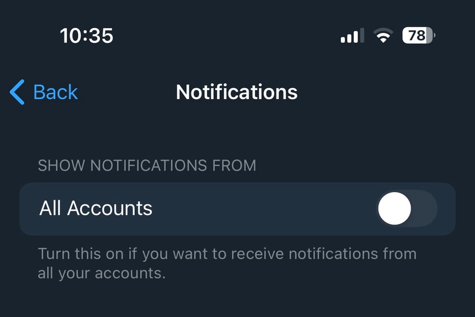 Telegram notifications settings