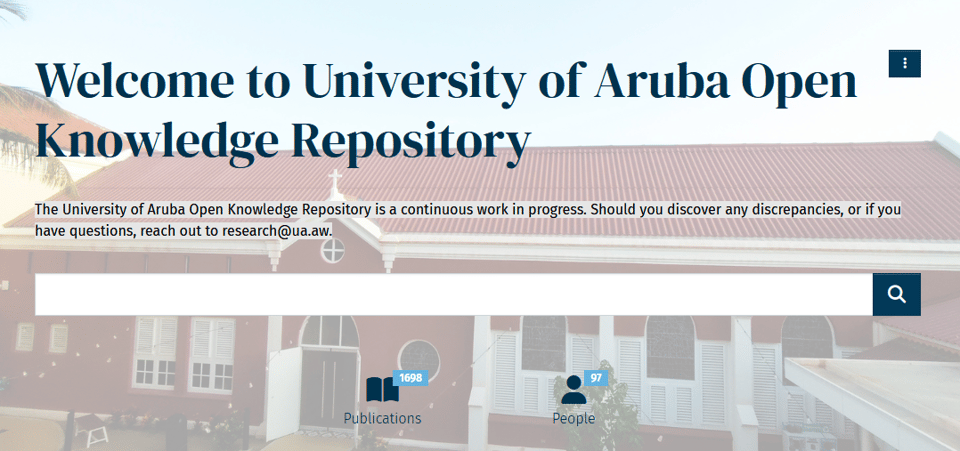 Screenshot of the repository page, showing 1600 publications and profiles of 97 people