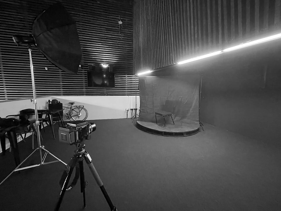 a black and white photo studio