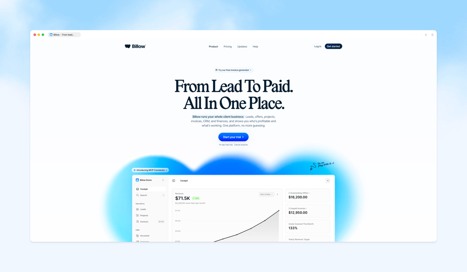 Billow landing page