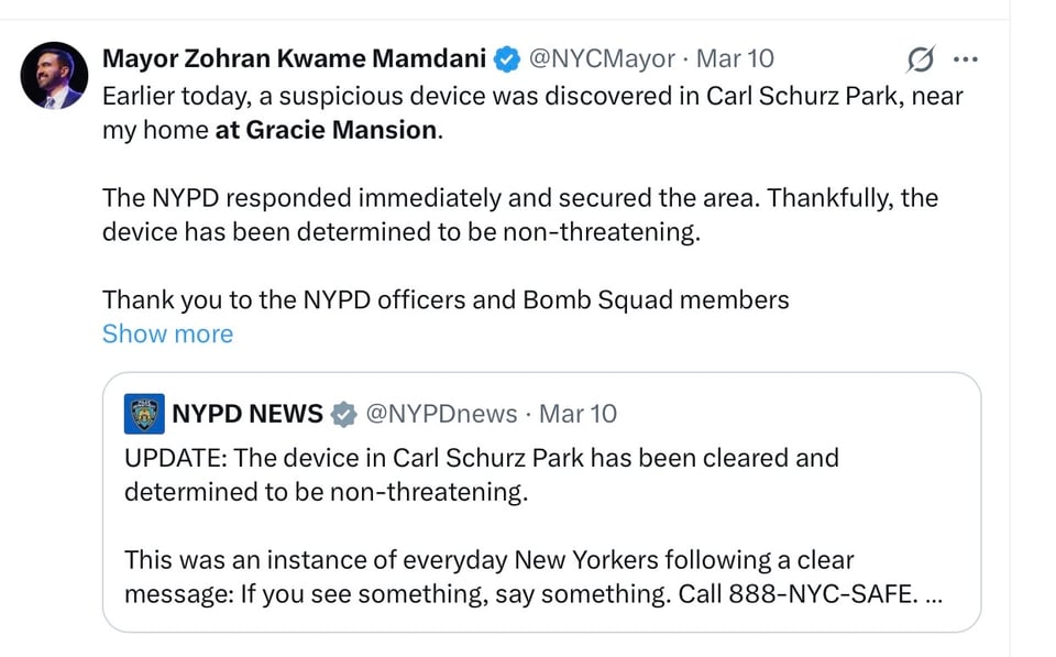 The situation at Gracie Mansion started with an anti-Muslim protest.