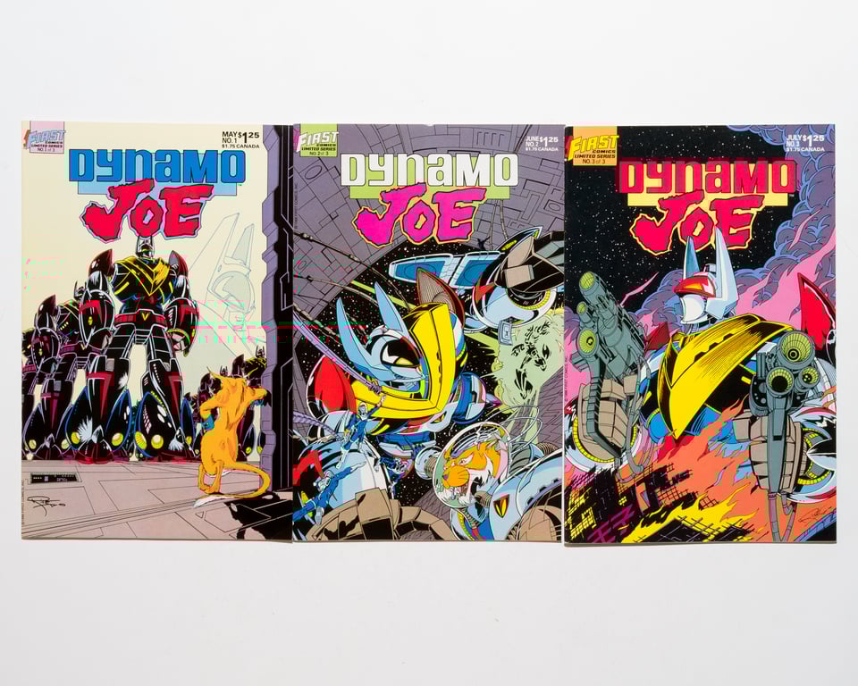Dynamo Joe 1-3 lined up from left to right
