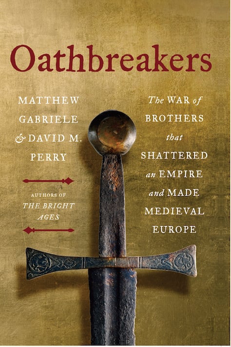 cover of the book oathbreakers. a lovely gold background with a sword in front, and a blood red font.