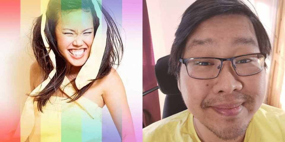 Pictures of Vera Chok (in rainbow colours) and Jon Nguyen (in yellow).