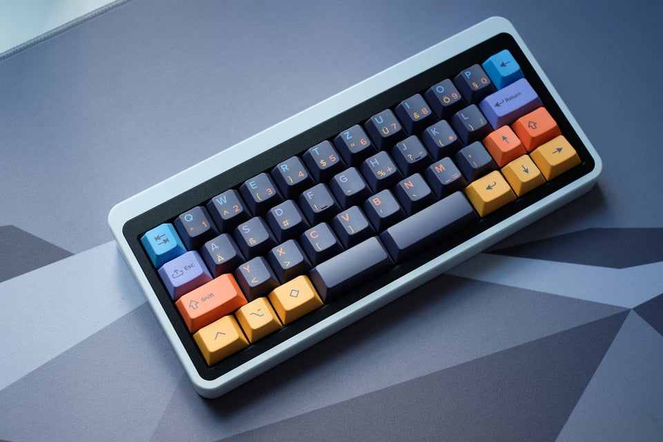 Cutest little 40% board featuring a keycap set designed with YUZU's brand colors