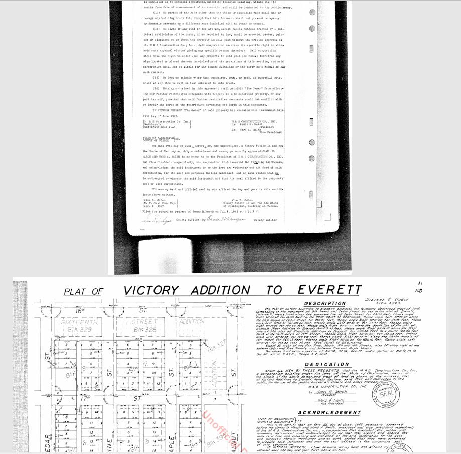 Screenshot of PDF of property deed and map of a neighborhood