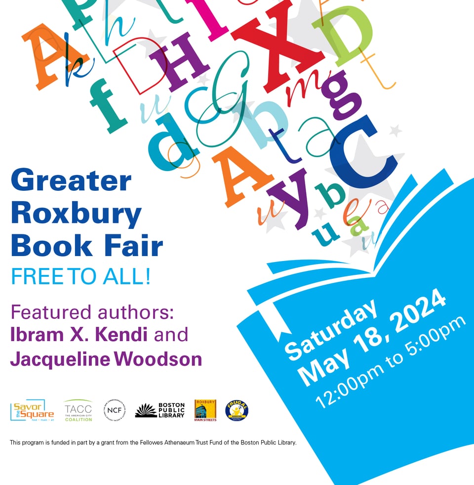a poster for the greater roxbury book fair