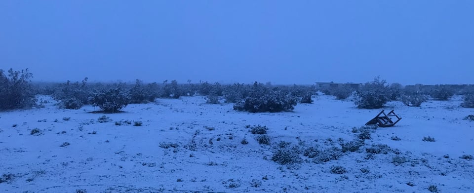 A desolate snowy plain
