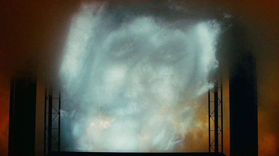 Shoshanna's face emanates from the screen at the end of INGLOURIOUS BASTERDS (2009)