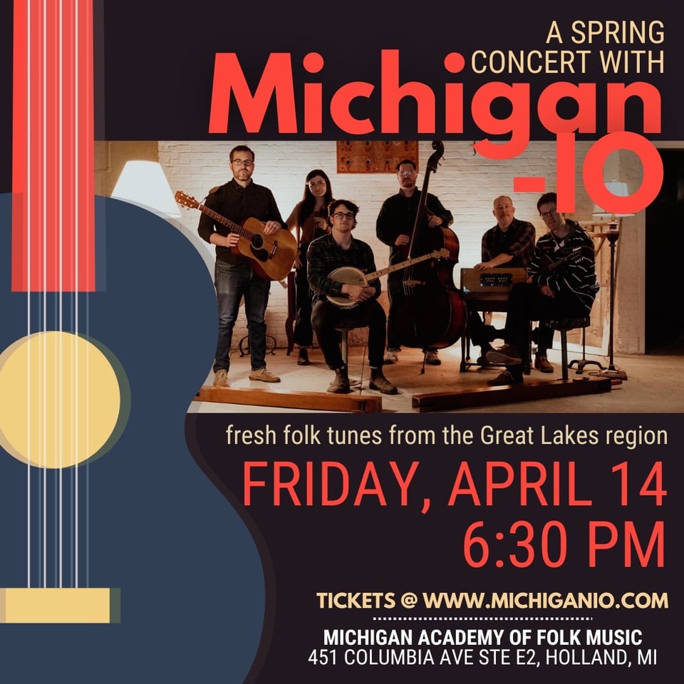 Concert poster promoting Michigan IO on Friday April 14 @ 6:30