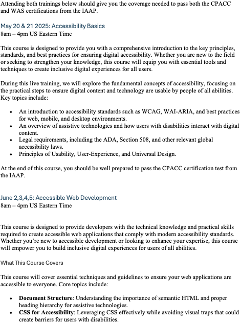 Upcoming FREE digital accessibility training opportunities from AFixt