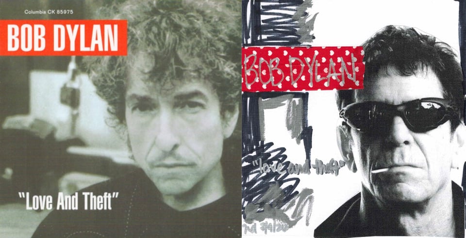 A black and white close up photo of Bob Dylan, a middle-aged white man with messy, bushy brown hair, a long thin face, and a thin mustache. He looks a bit like Vincent Price. Behind him is a mic and other paraphenalia of a recording studio.