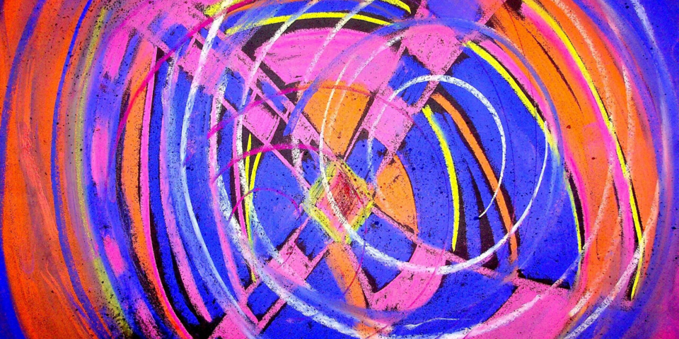 An abstract collage of colour.