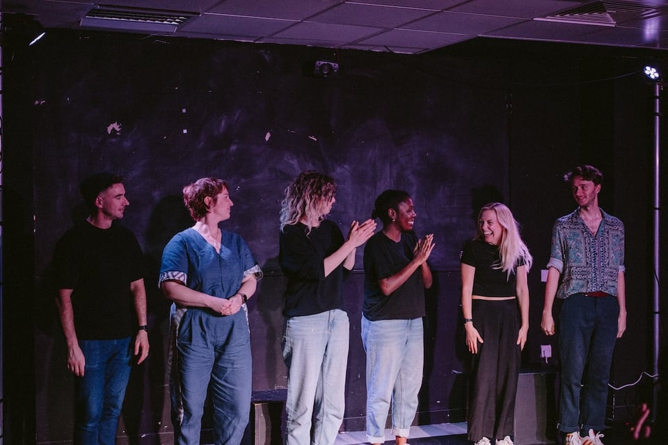 The ensemble cast of Pretend Night take their bows.