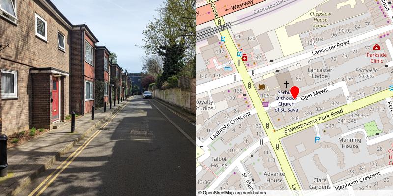 A picture and map of the mews