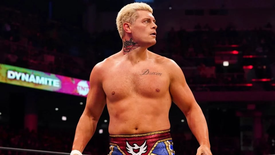 Pro wrestler Cody Rhodes in AEW standing tall.