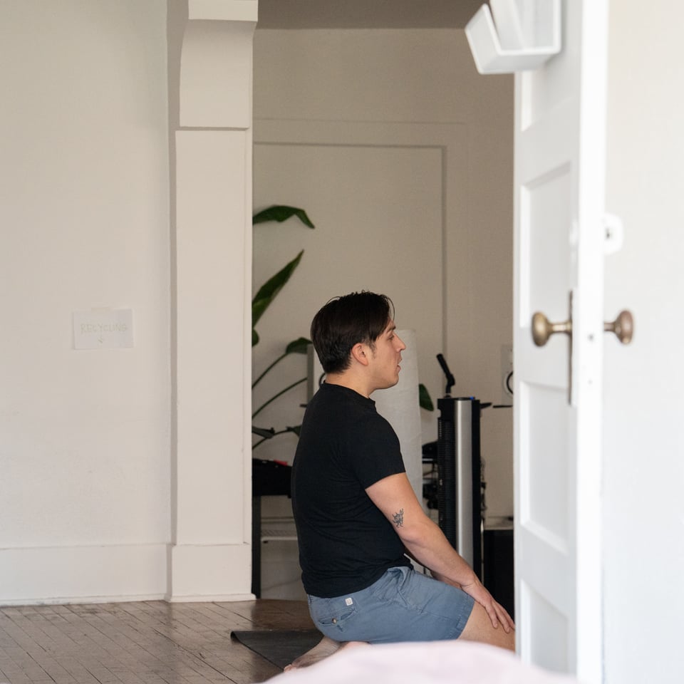 Dan teaching yoga at Yoga with Dan.