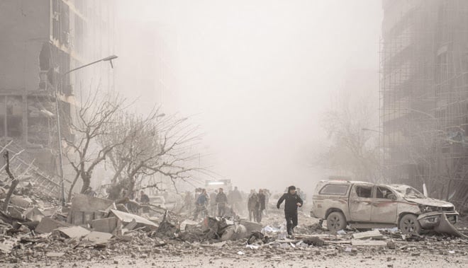 The aftermath of an airstrike near Ferdowsi Square in central Tehran, 2 March 2026 (Hamid Vakili/Parspix/Abaca Press/Alamy)