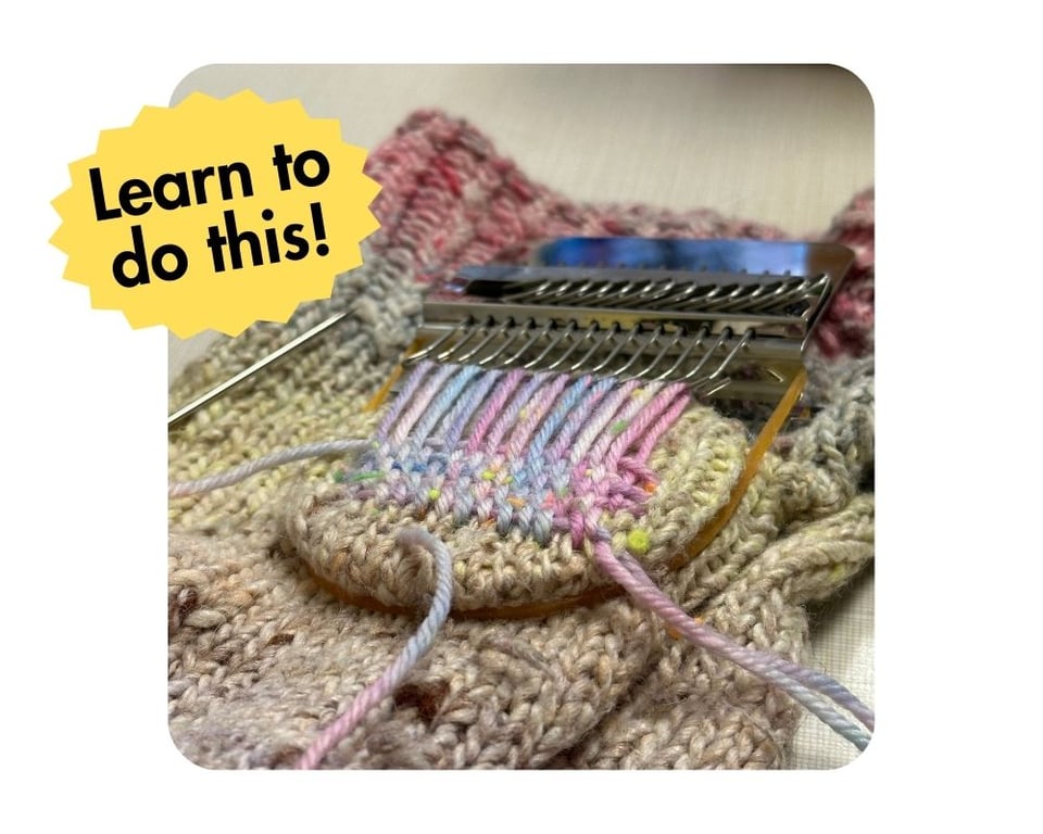a darning loom in use. learn to do this!