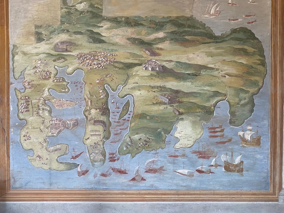 siege map was painted between 1565 and 1569 on the wall of the Sala della Guardia at the Palazzo Farnese in Caprarola