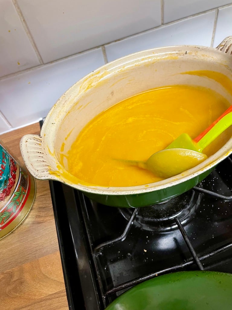 A spoon in a soup