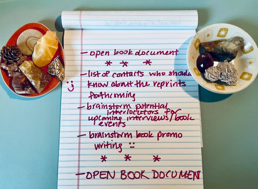 a notebook with a note on it