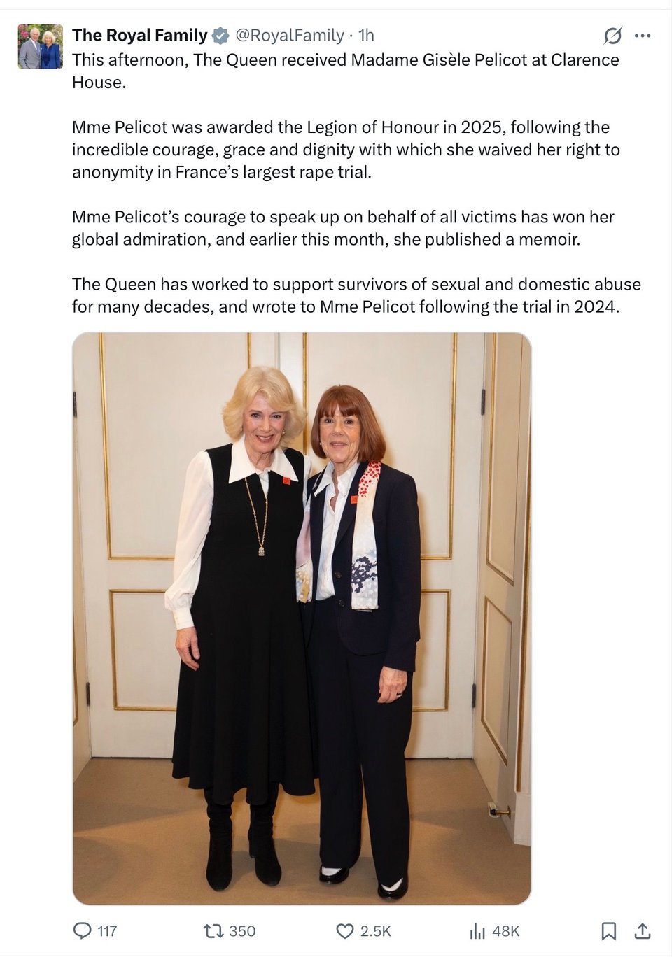 The Queen stands with abused women.