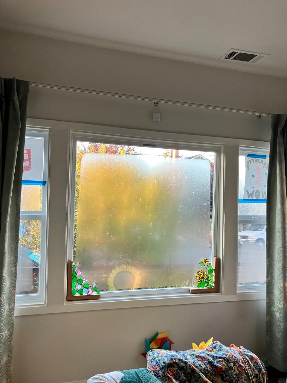 Frosted over window.