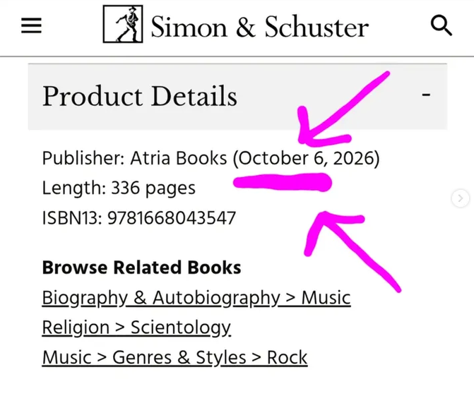 simon & schuster listing showing that the book is out oct. 6