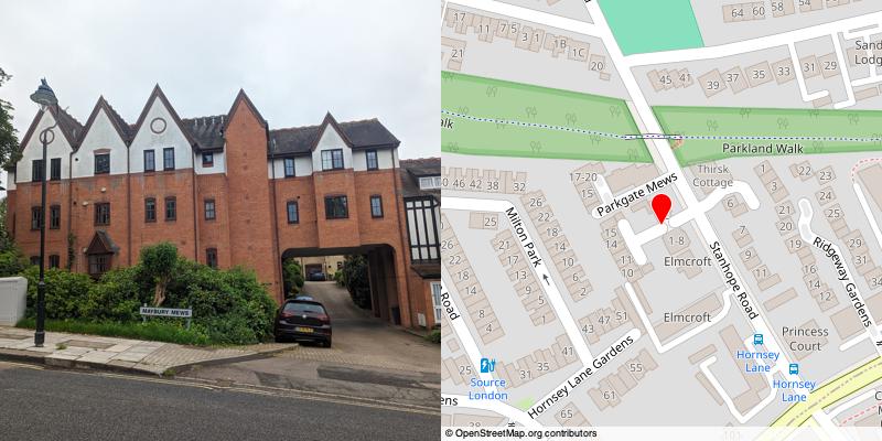 A picture and map of the mews