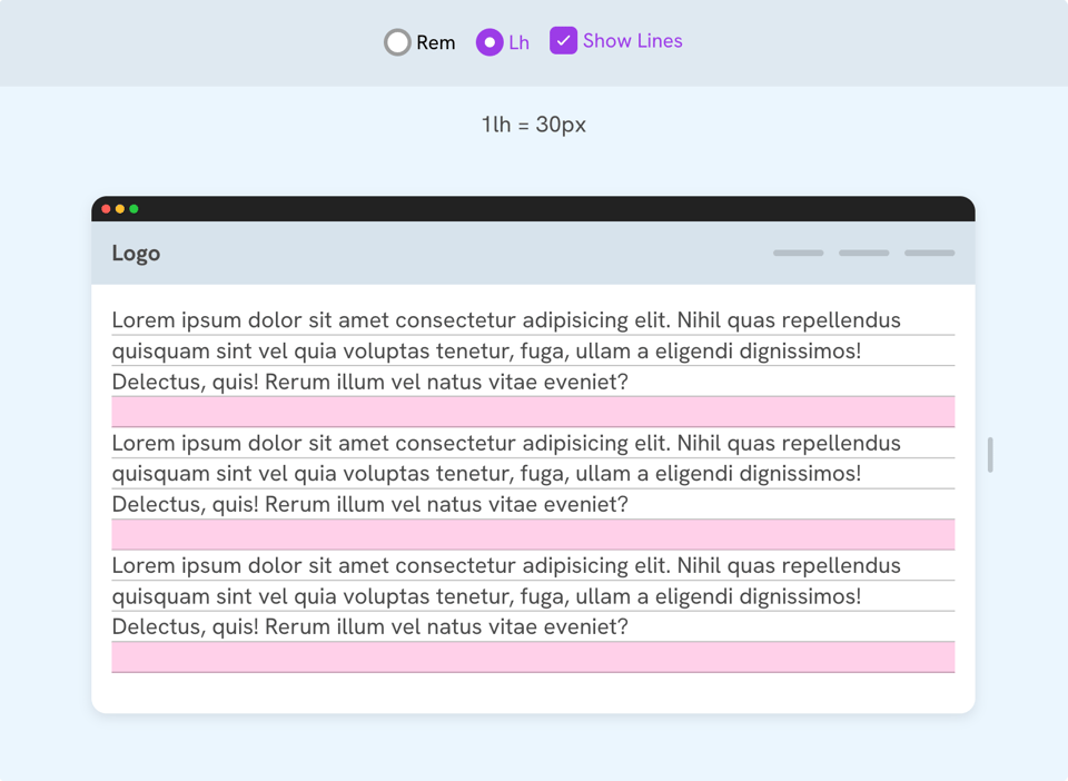 A screenshot of a demo showing vertical spacing between paragraphs